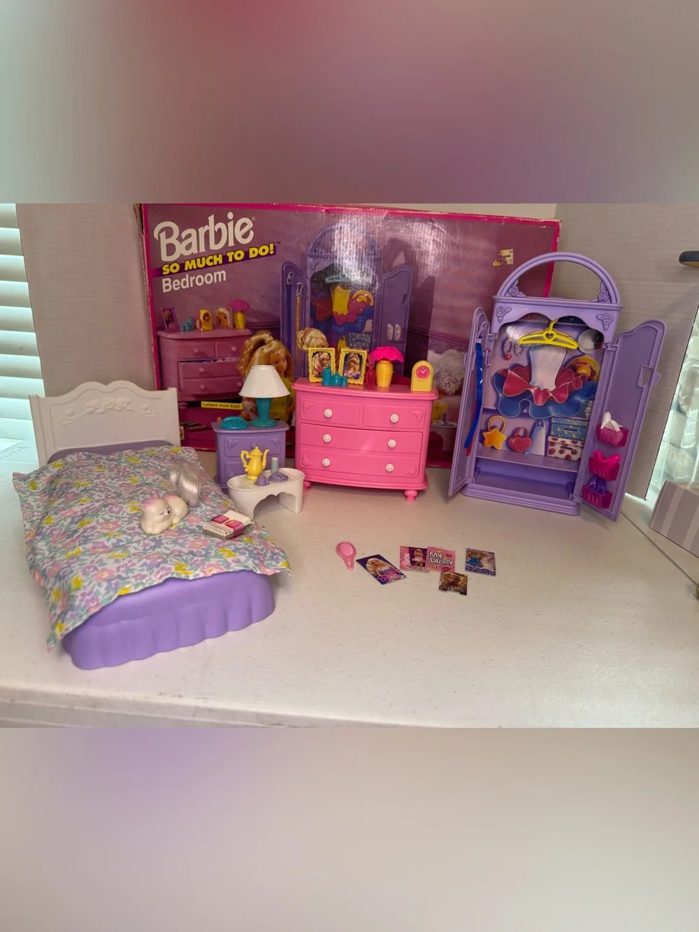 1994 Barbie Pink and Purple Bedroom Play Set